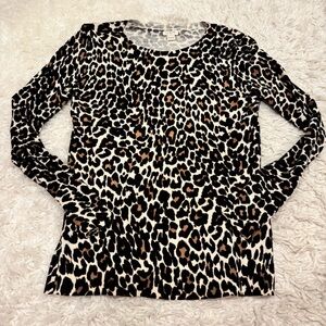 J. Crew Animal Print Long Sleeve Top